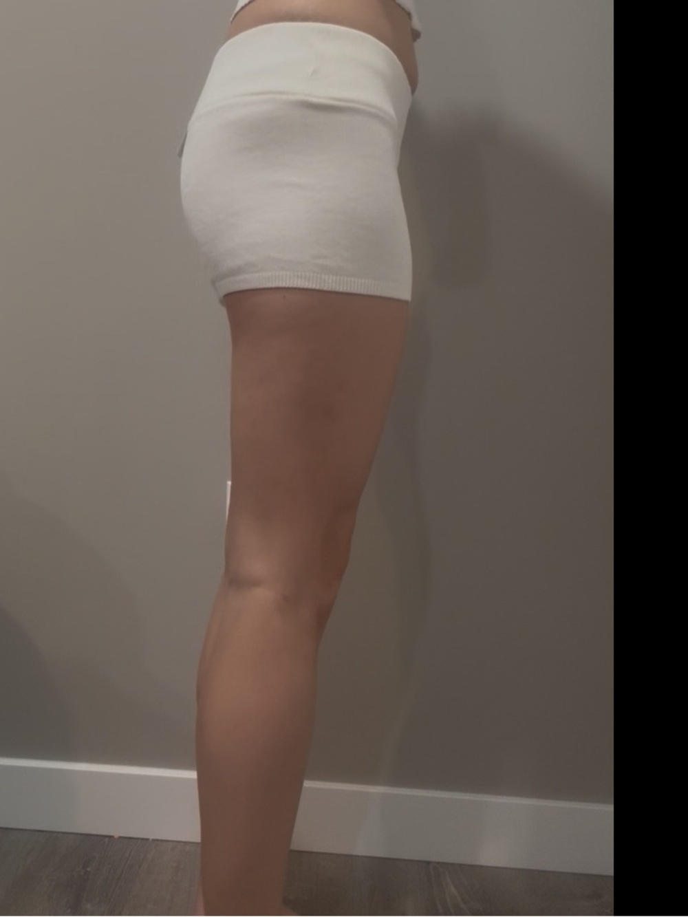 Garage Cream Ribbed High-Waist Shorts - Picture 3 of 7